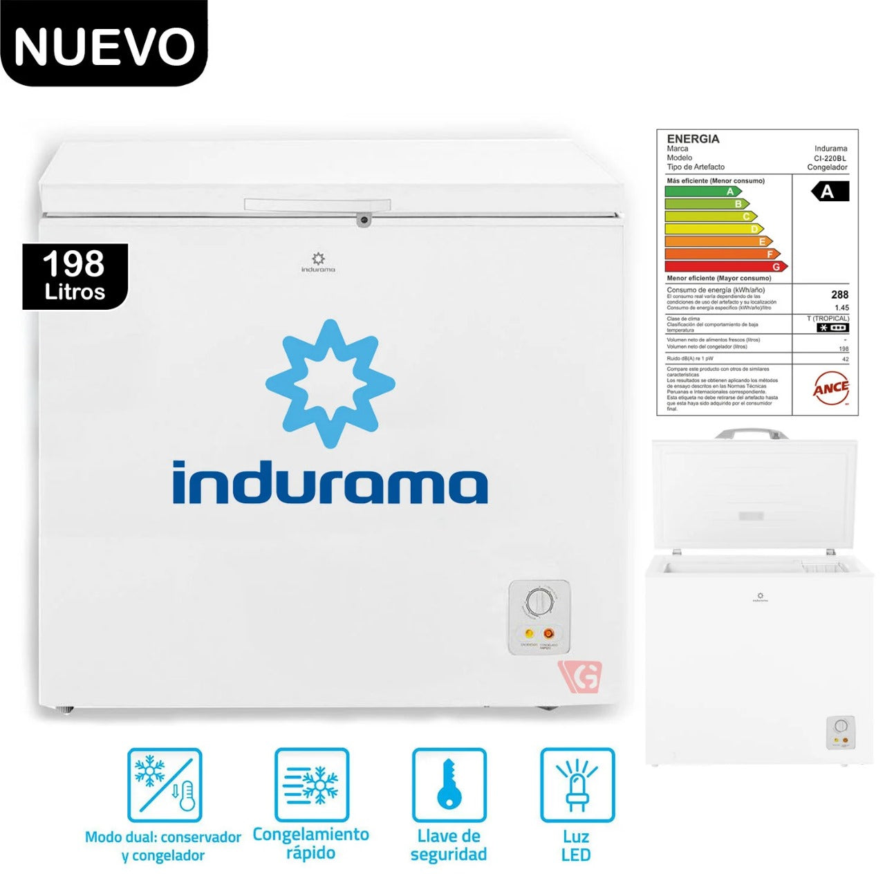 Congeladora Indurama CI-220BL 198 Litros Blanco