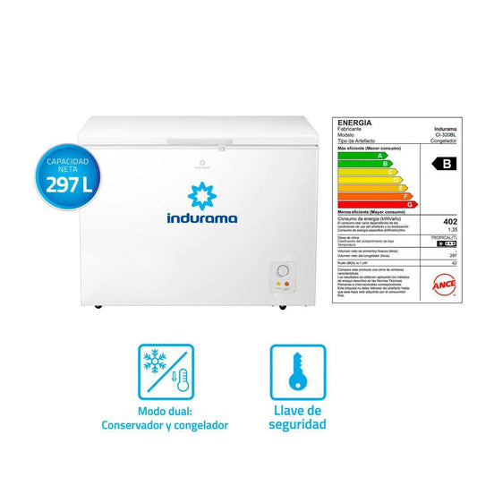 Congeladora Indurama CI-320BL 297 Litros Blanco