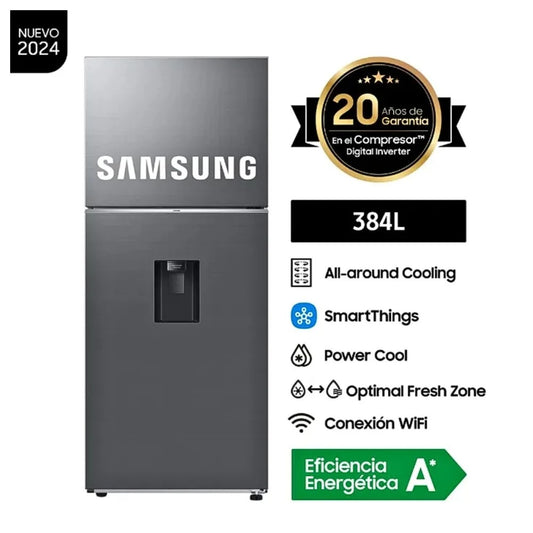 Refrigeradora Samsung RT38DG6730S9 de 384 litros con dispensador y WiFi – Grupo Merpes Perú